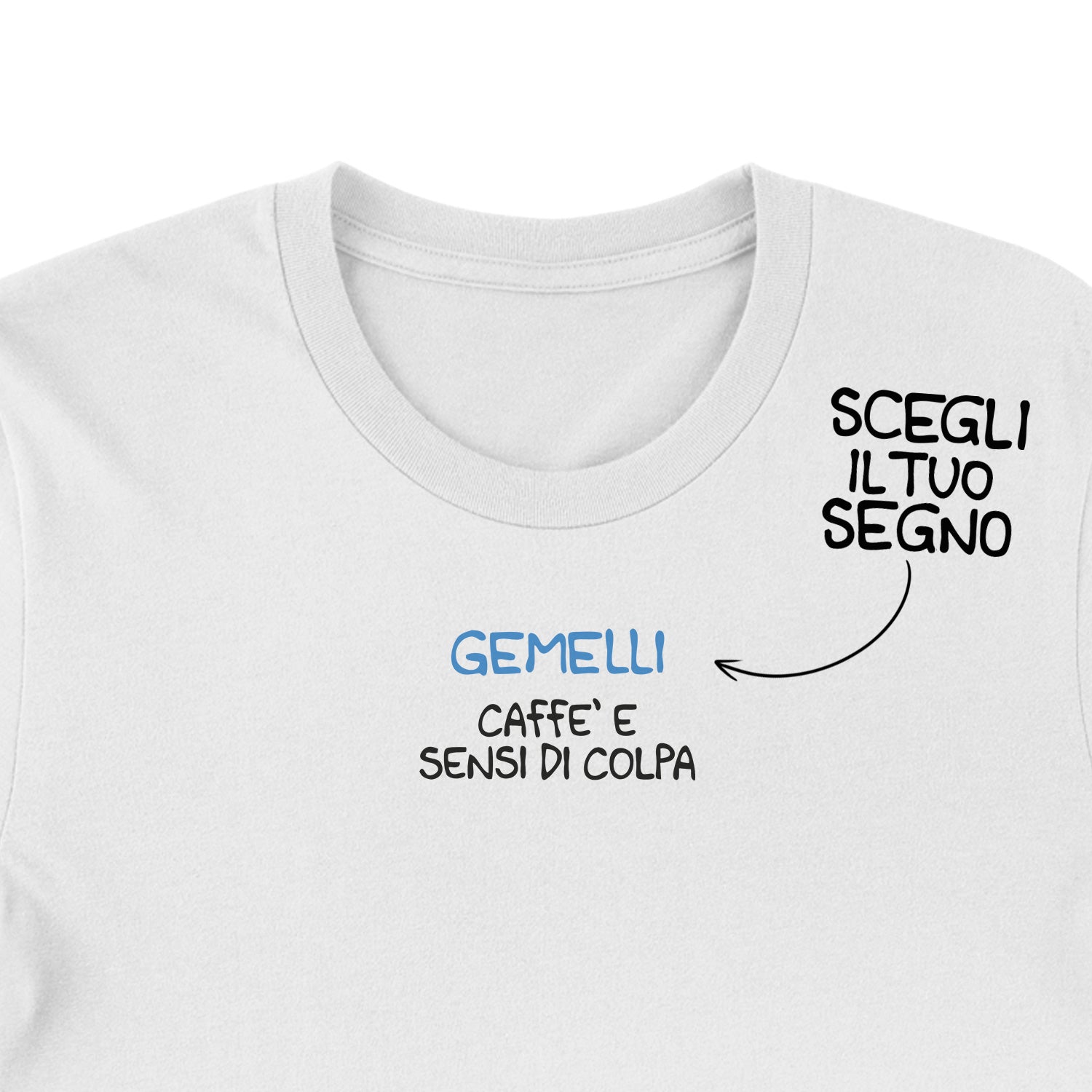Maglietta Caffè e sensi di colpa dell'album T-shirt esilaranti di Luigi Torres Cerciello, T-Shirt uomo donna e bambino a maniche corte in cotone con girocollo