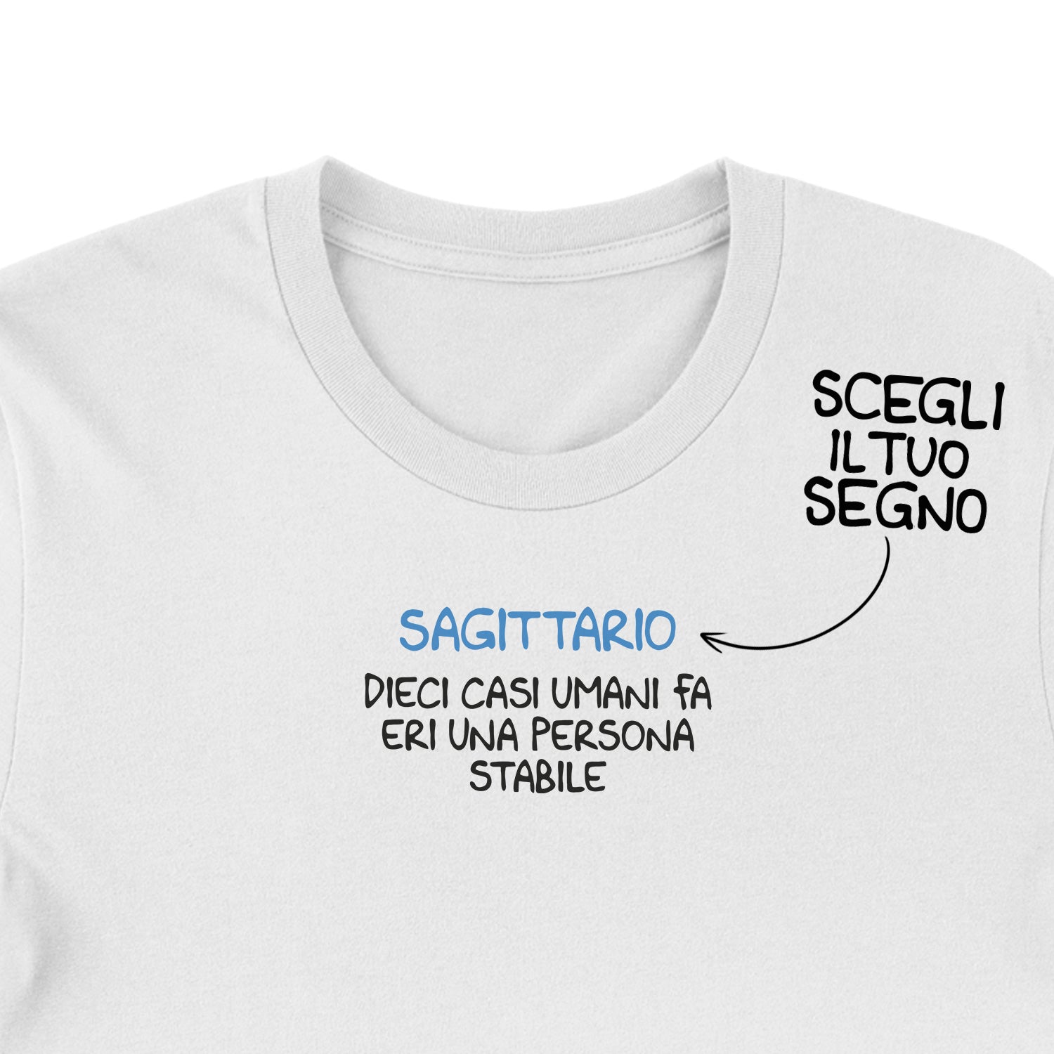 Maglietta Dieci casi umani fa dell'album T-shirt esilaranti di Luigi Torres Cerciello, T-Shirt uomo donna e bambino a maniche corte in cotone con girocollo