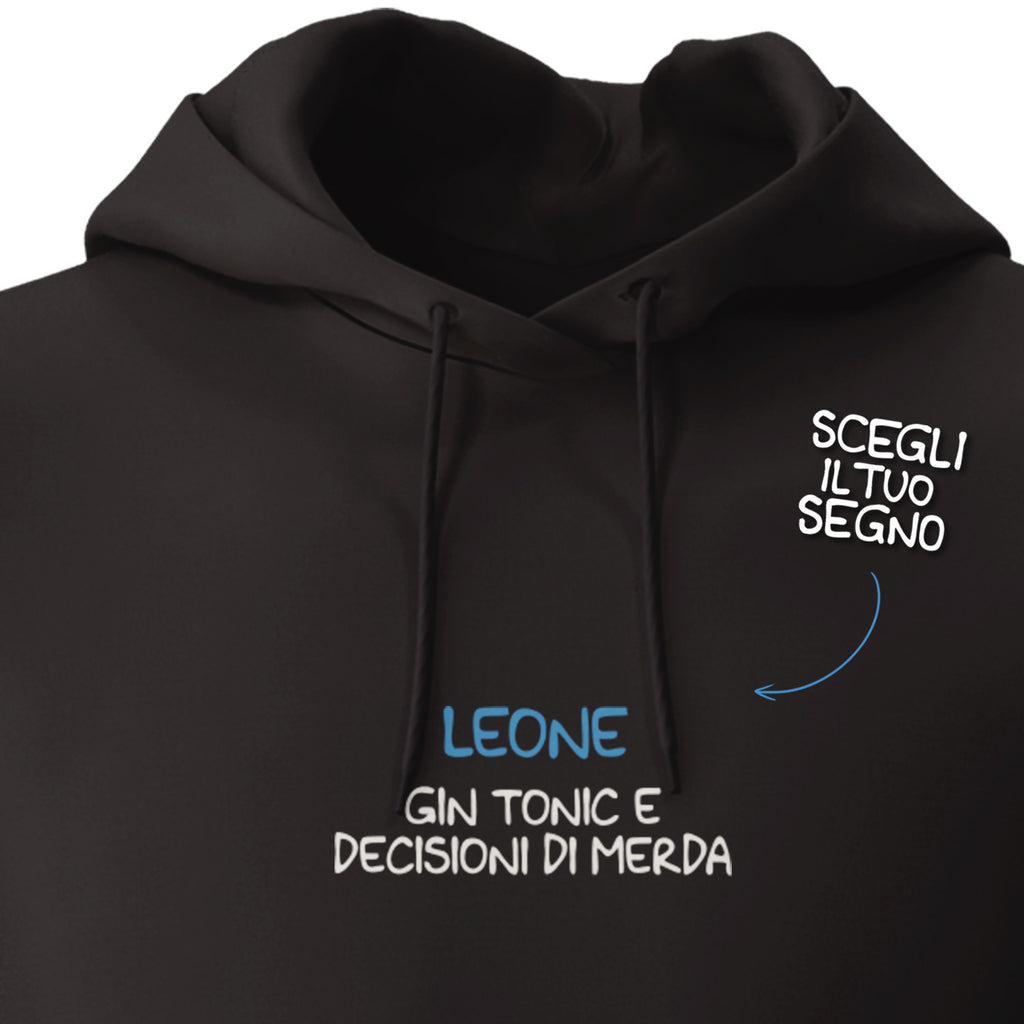 Felpa unisex Gin tonic e decisioni di merda dell'album Mood esilarante di Luigi Torres Cerciello con cappuccio senza zip, stile e comfort in un unico prodotto
