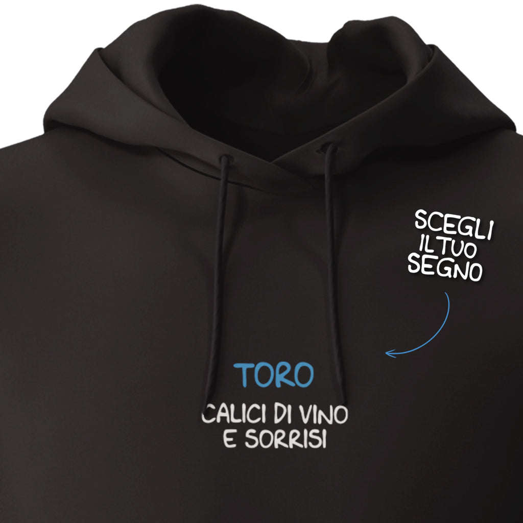 Felpa unisex Calici di vino e sorrisi dell'album Mood esilarante di Luigi Torres Cerciello con cappuccio senza zip, stile e comfort in un unico prodotto