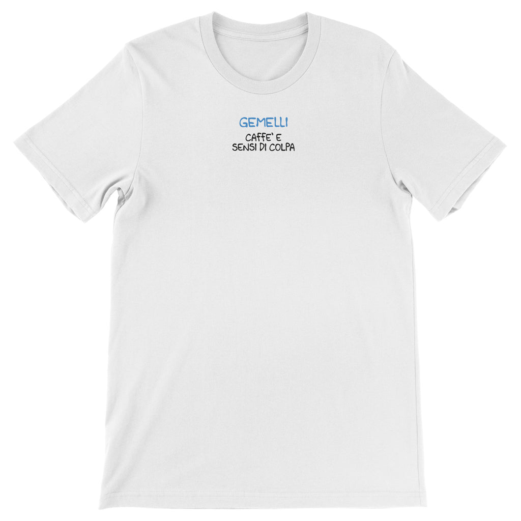 Maglietta Caffè e sensi di colpa dell'album T-shirt esilaranti di Luigi Torres Cerciello, T-Shirt uomo donna e bambino a maniche corte in cotone con girocollo