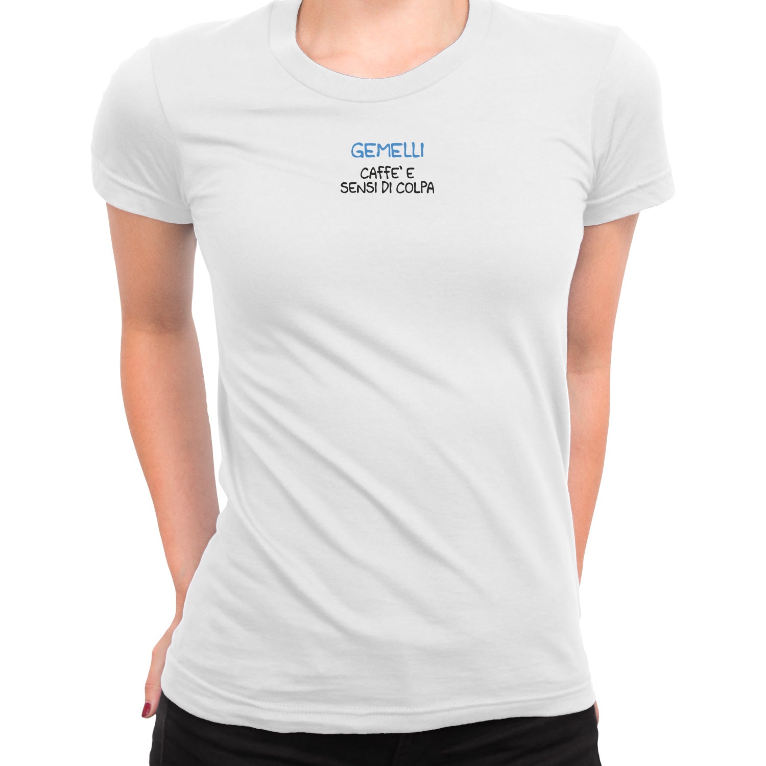 Maglietta Caffè e sensi di colpa dell'album T-shirt esilaranti di Luigi Torres Cerciello, T-Shirt uomo donna e bambino a maniche corte in cotone con girocollo